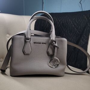 MICHAEL KORS Pearl Grey Camille Leather Handbag SMALL Satchel